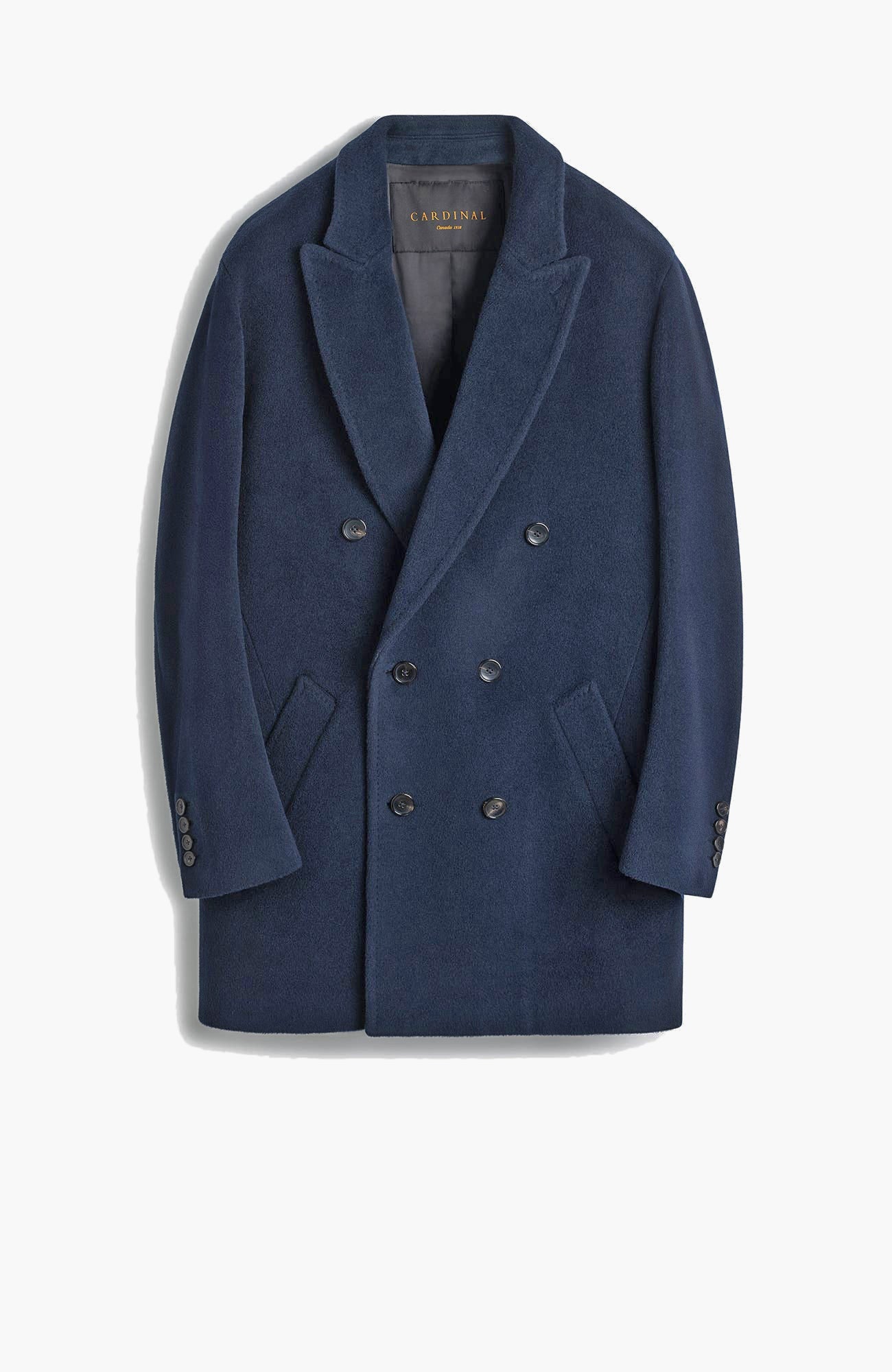 Logan Double Breast Navy Wool Topcoat - MENS - Cardinal of Canada-US-Logan Double Breast Navy Wool Topcoat