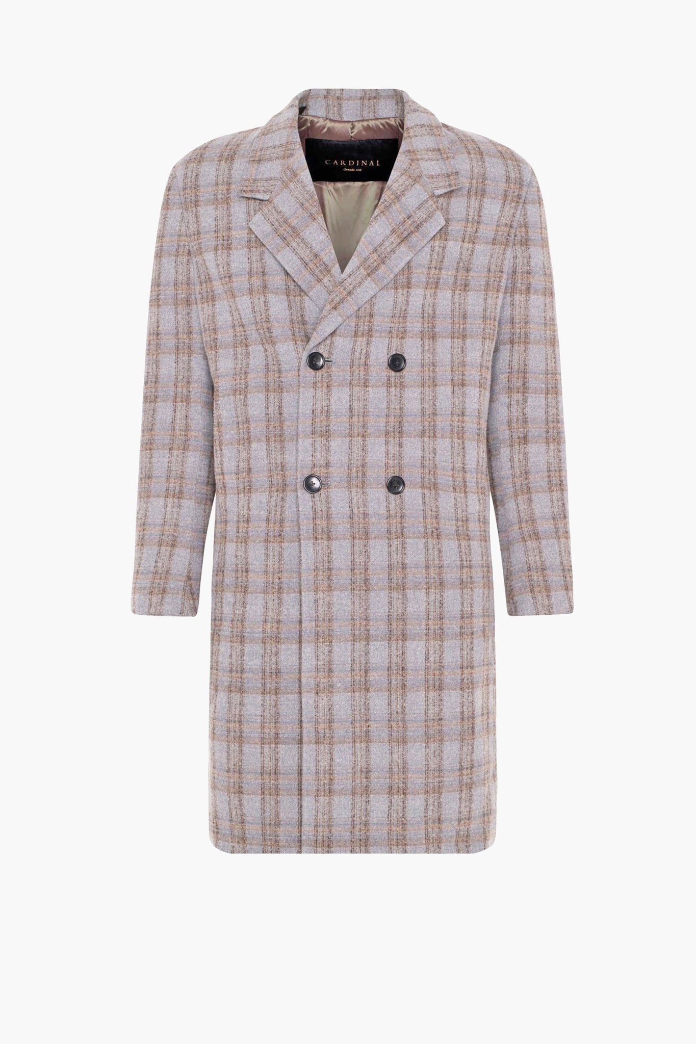 Maine Grey Plaid Double Breast Overcoat - MENS - Cardinal of Canada-US-Maine Grey Plaid Double Breast Overcoat