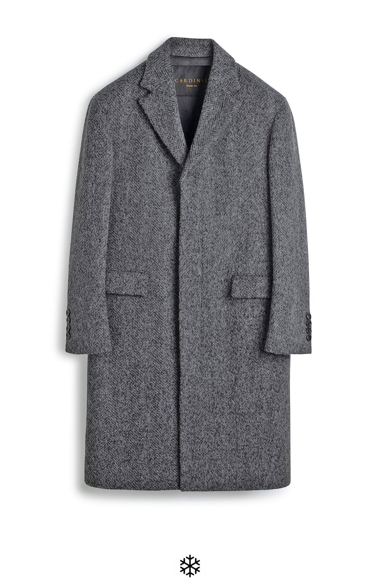 MERCER ALPACA & CASHMERE CHARCOAL HERRINGBONE TOPCOAT - MENS - Cardinal of Canada - US - MERCER ALPACA & CASHMERE CHARCOAL HERRINGBONE TOPCOAT