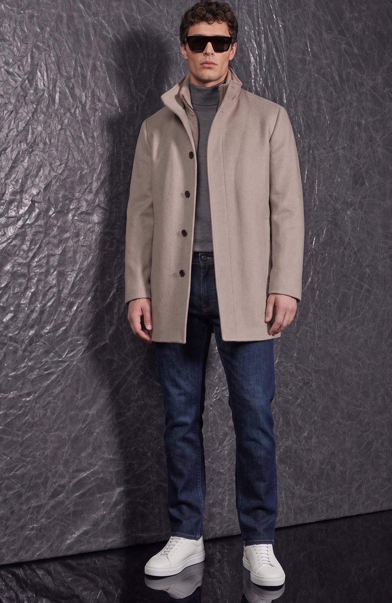 Mont-Royal Taupe Wool & Cashmere Car Coat - MENS - Cardinal of Canada-US-Mont-Royal Taupe Wool & Cashmere Car Coat