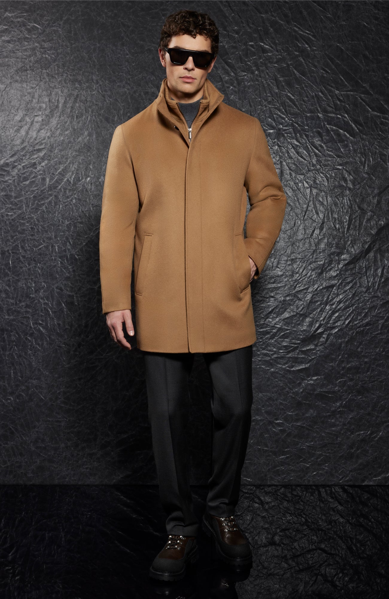 Mont-Royal Wool & Cashmere Car Coat In Vicuna - MENS - Cardinal of Canada-US-Mont-Royal Wool & Cashmere Car Coat In Vicuna