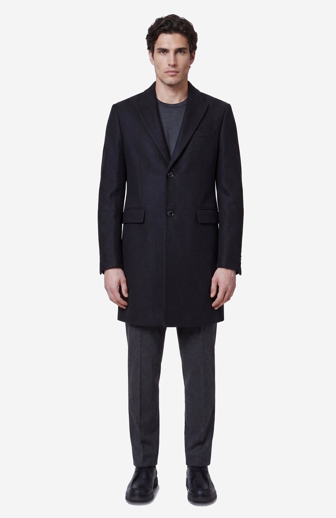 Sutton Black Wool Topcoat - MENS - Cardinal of Canada - US - Sutton Black Wool Topcoat