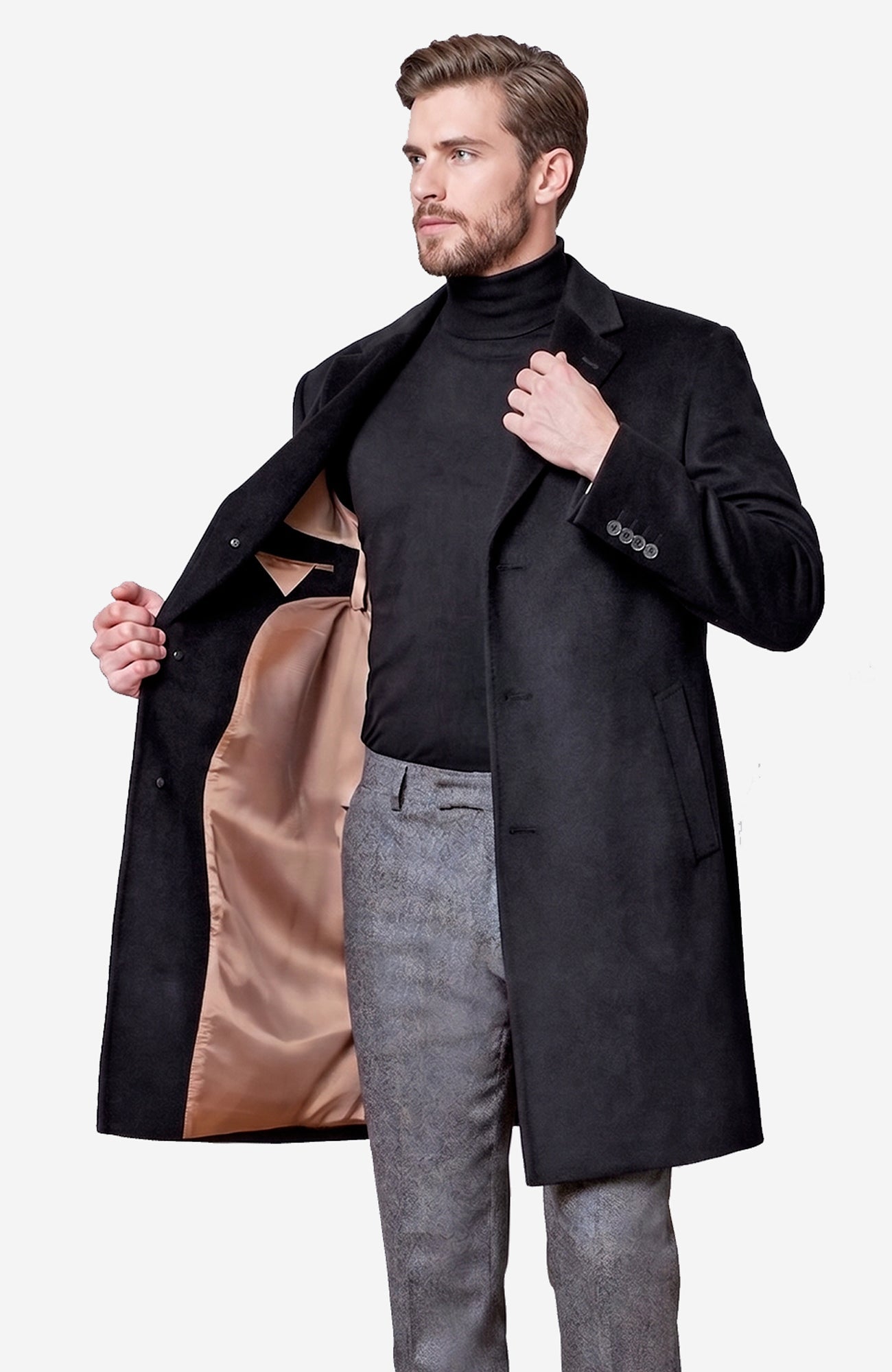 The St. Pierre Black Cashmere Topcoat - Cardinal of Canada - US - The St. Pierre Black Cashmere Topcoat