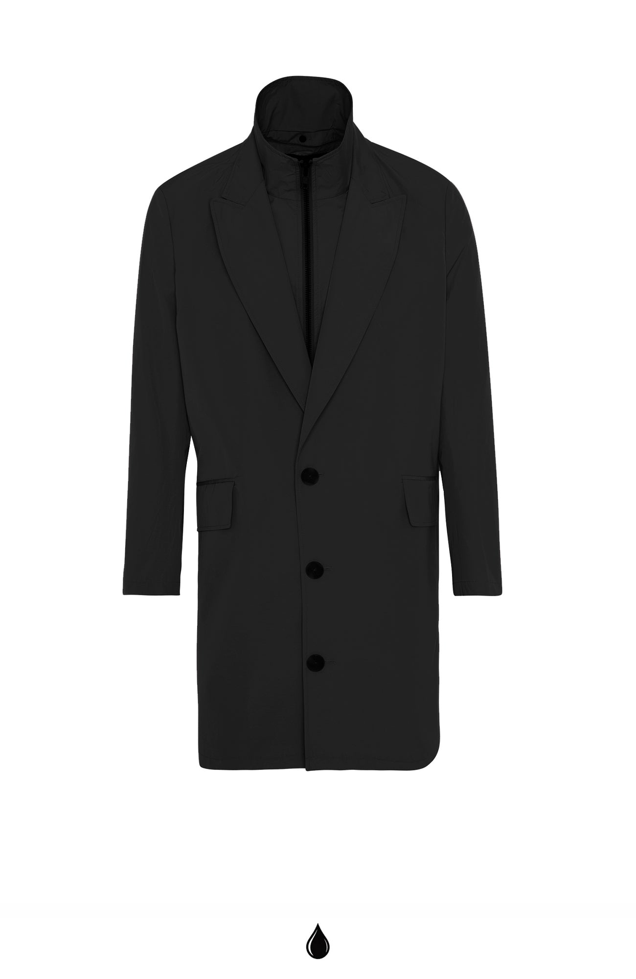 FOX SINGLE BREAST BLACK TOPCOAT - MENS - Cardinal of Canada-US-FOX SINGLE BREAST WATER REPELLANT BLACK TOPCOAT 38 inch length