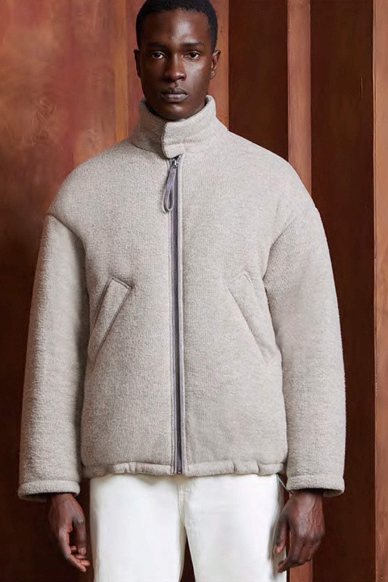 LIMITED EDITION: BARTON II OATMEAL BOMBER JACKET - Cardinal of Canada-US-BARTON II OATMEAL BOMBER JACKET 29.5" length