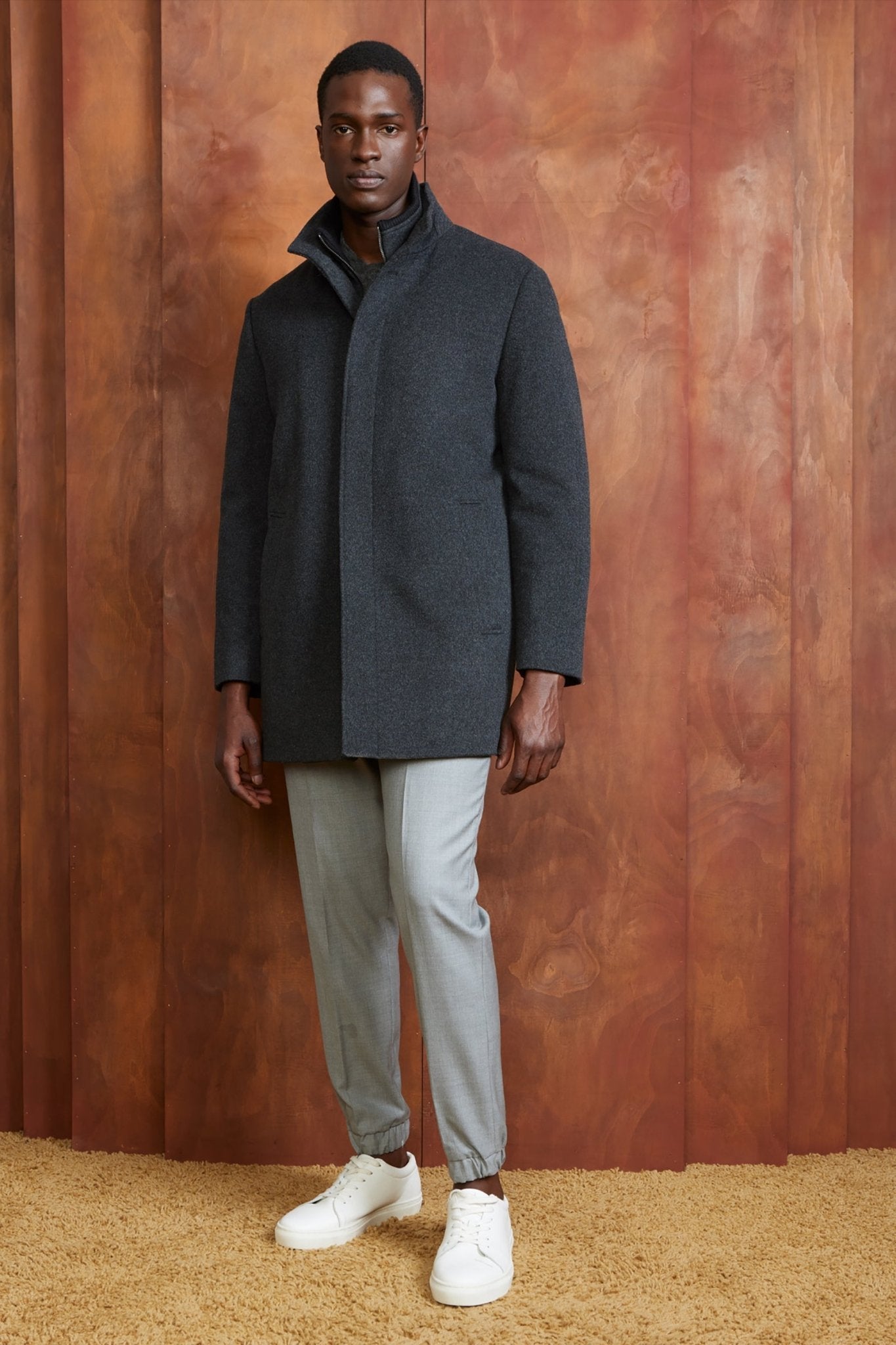 MONT-ROYAL BLACK WOOL & CASHMERE CAR COAT - Cardinal of Canada-US-MONT-ROYAL BLACK WOOL & CASHMERE CAR COAT - Cardinal of Canada-US-MONT-ROYAL BLACK WOOL & CASHMERE CAR COAT