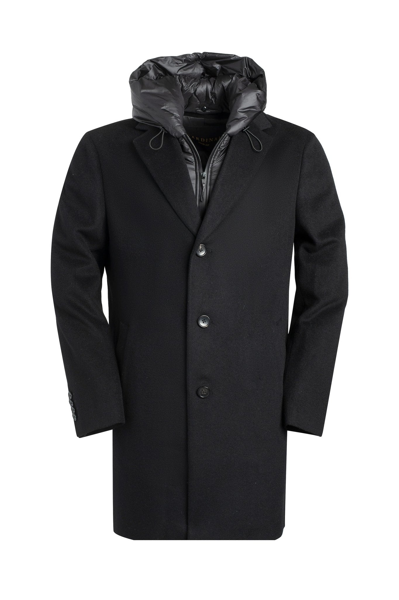 TRENTON BLACK WOOL & CASHMERE TOPCOAT - Cardinal of Canada-US-TRENTON BLACK WOOL & CASHMERE TOPCOAT