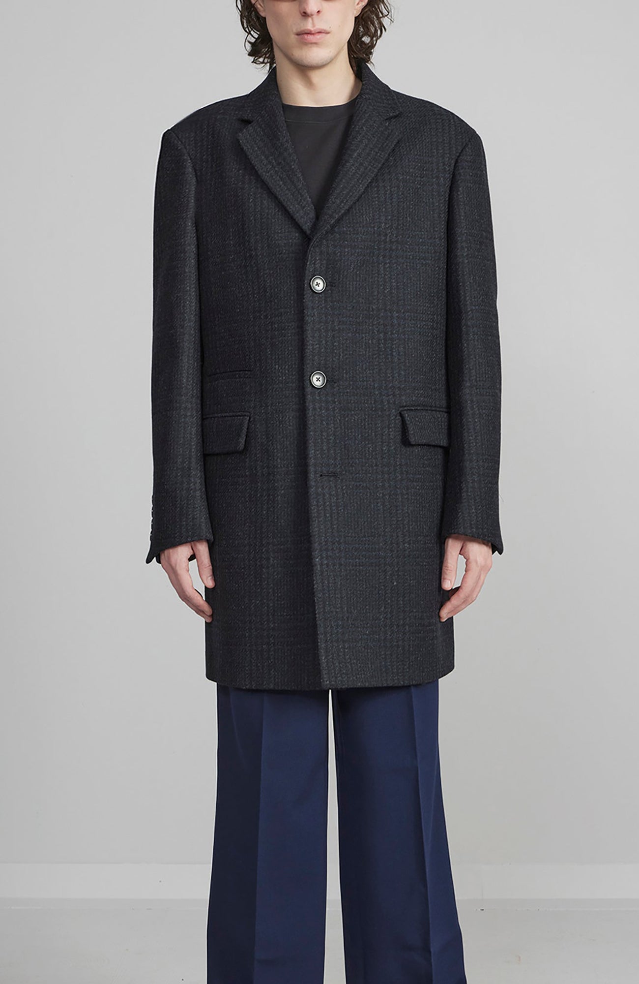 SHERWOOD NAVY PLAID TOPCOAT