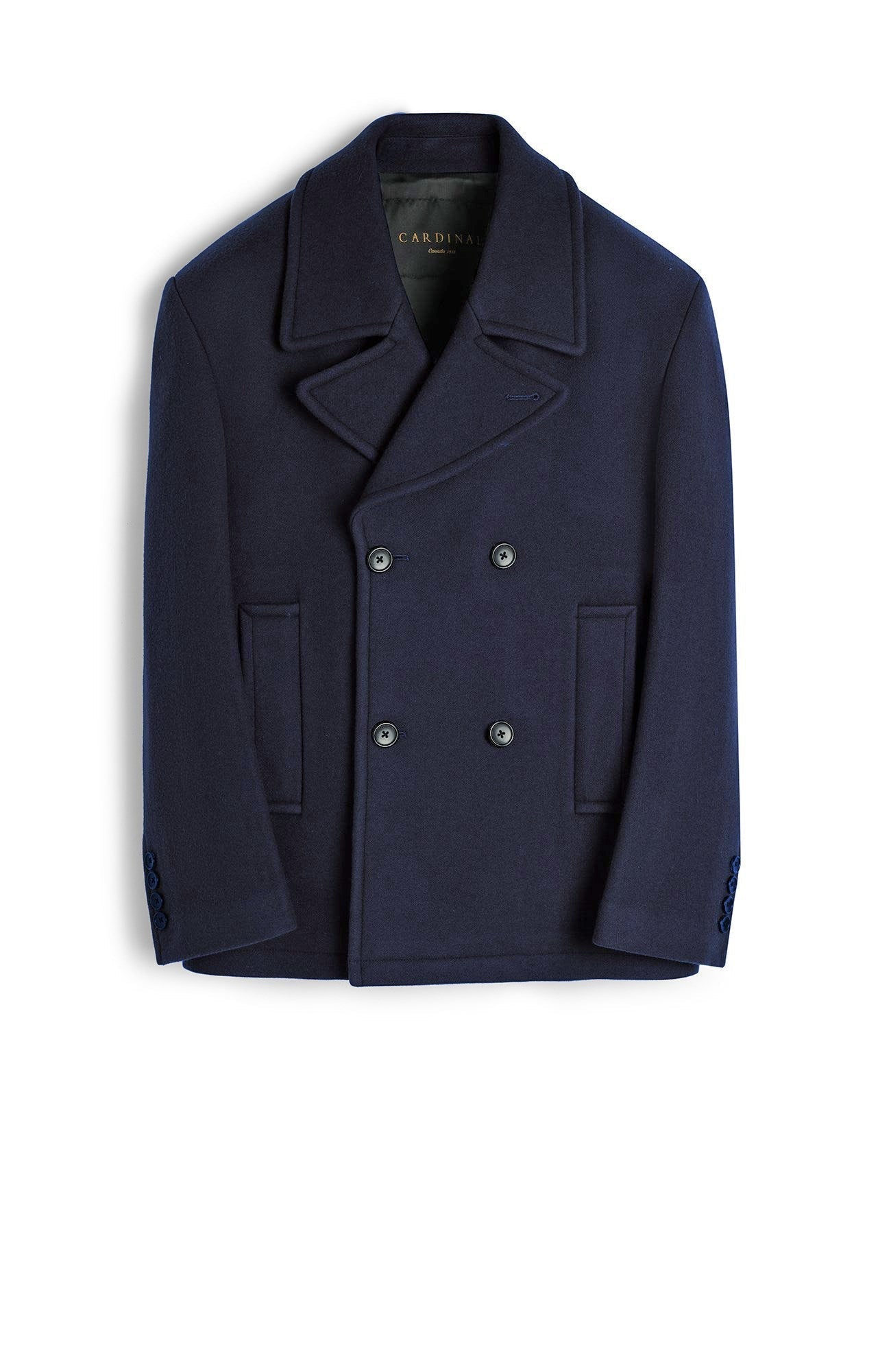 CARRARA NAVY WOOL & CASHMERE PEACOAT - MENS - Cardinal of Canada - US - CARRARA NAVY WOOL & CASHMERE PEACOAT