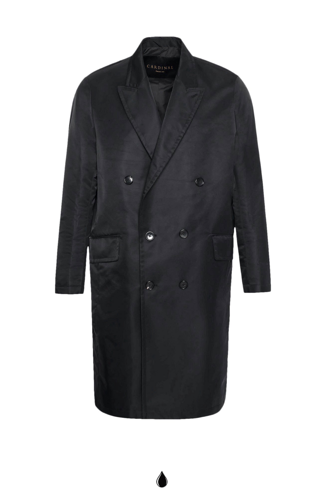 Leo Black Double Breast Raincoat - MENS - Cardinal of Canada - US - Leo Black Double Breast Raincoat