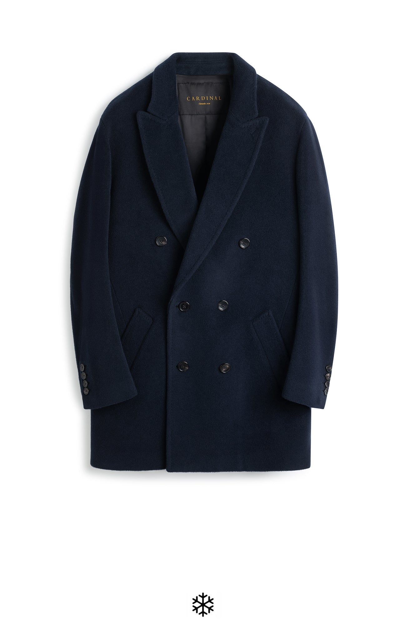 LOGAN WOOL DOUBLE BREAST NAVY TOPCOAT - MENS - Cardinal of Canada - US - LOGAN WOOL DOUBLE BREAST NAVY TOPCOAT 35 INCH LENGTH