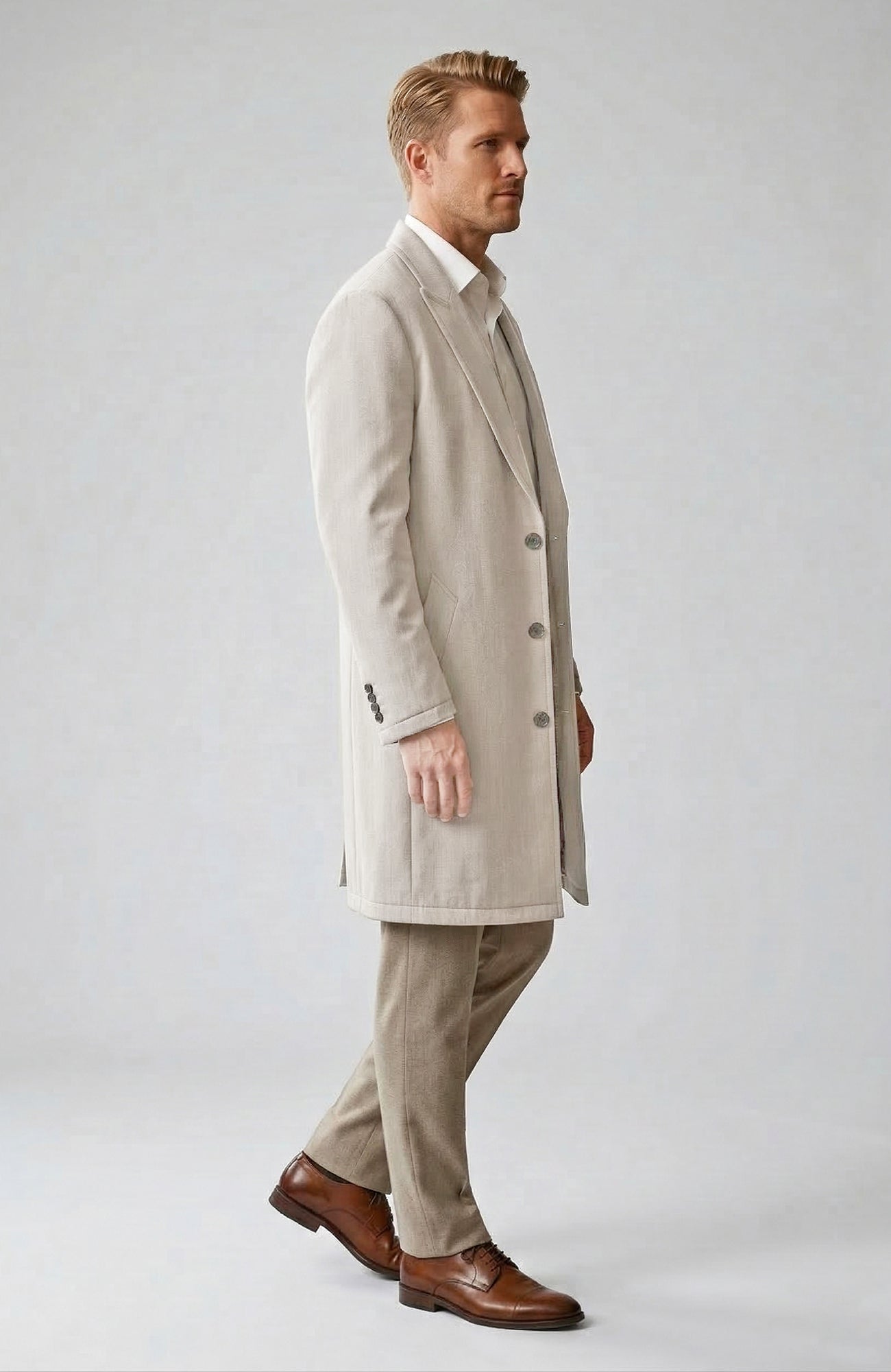Mercury Stone Herringbone Silk and Wool Topcoat - MENS - Cardinal of Canada - US - Mercury Stone Herringbone Silk and Wool Topcoat