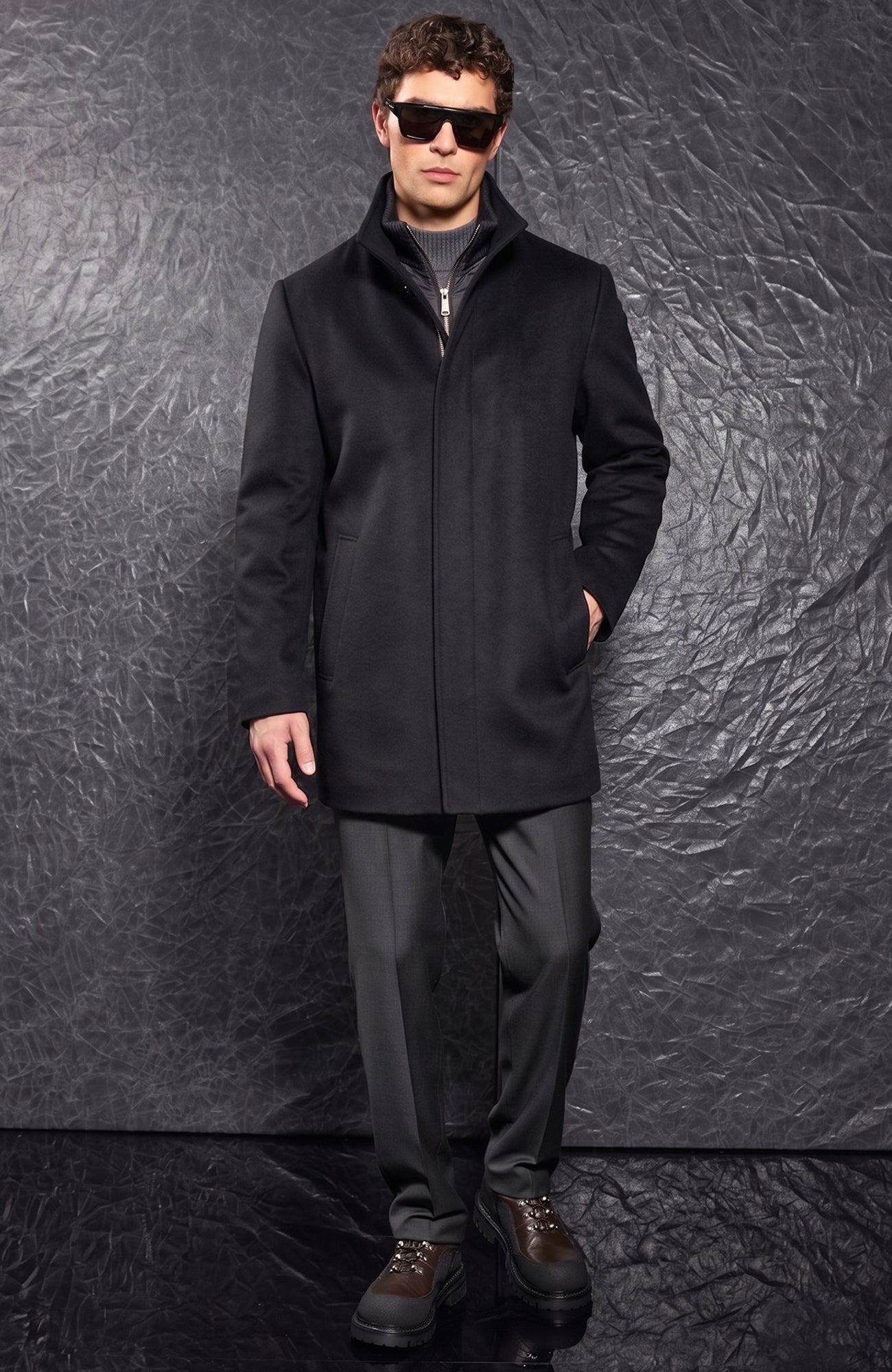 Mont-Royal Black Wool & Cashmere Car Coat - Cardinal of Canada-US-Mont-Royal Black Wool & Cashmere Car Coat