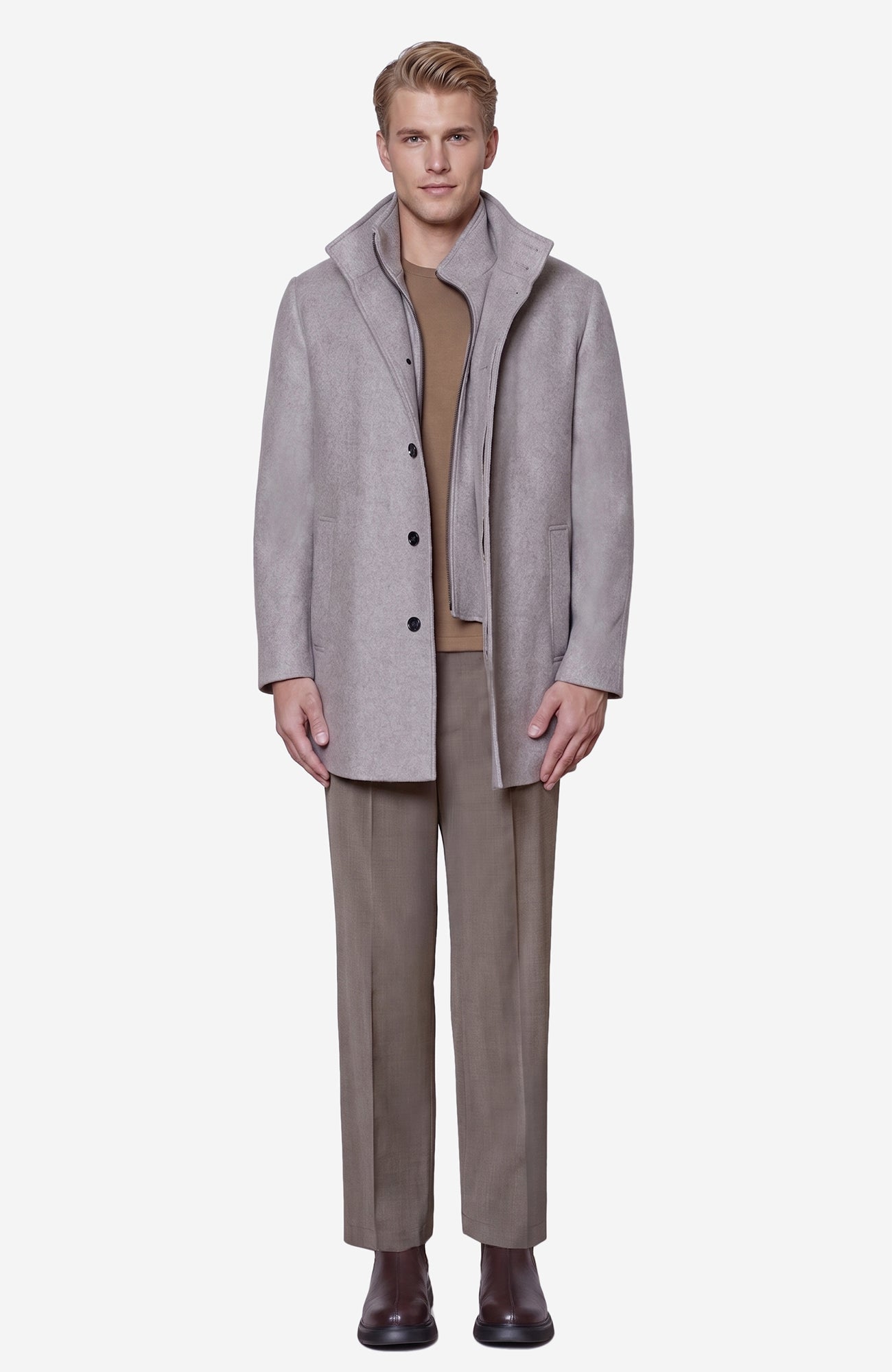 Mont - Royal Taupe Wool & Cashmere Car Coat - MENS - Cardinal of Canada - US - Mont - Royal Taupe Wool & Cashmere Car Coat