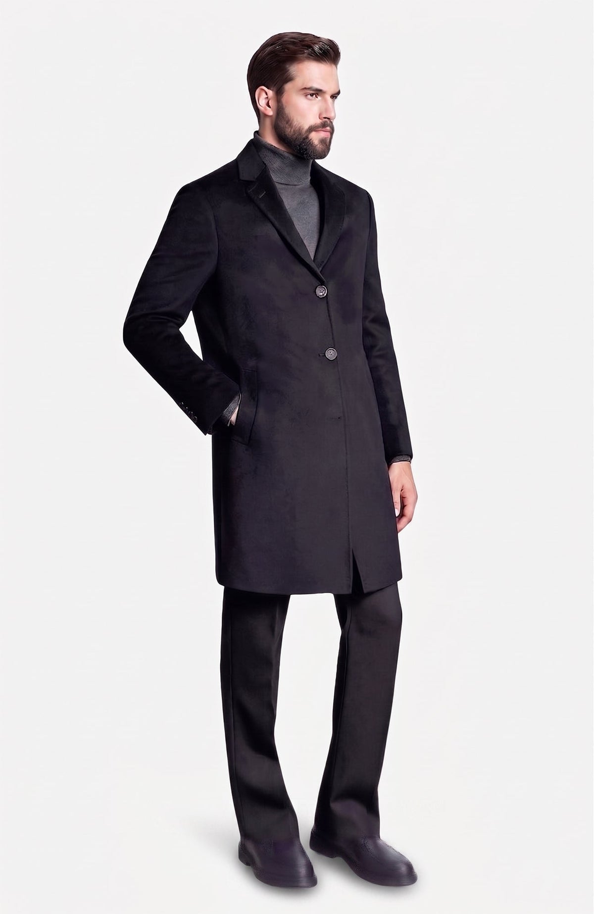 St. Pierre Black Cashmere Topcoat - Cardinal of Canada-US-St. Pierre Black Cashmere Topcoat
