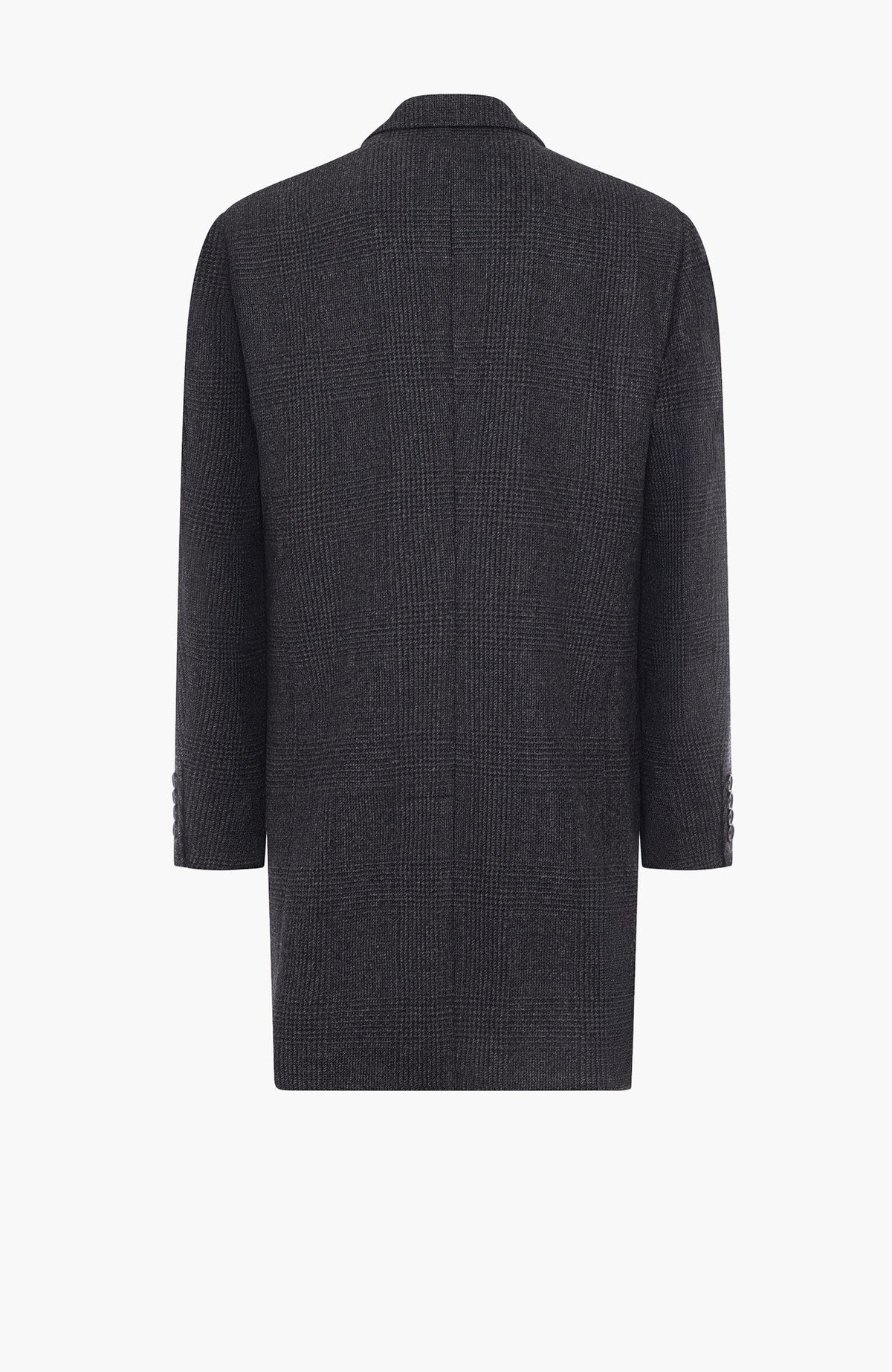 Stedwell Charcoal Plaid Wool Topcoat - MENS - Cardinal of Canada-US-Stedwell Charcoal Plaid Wool Topcoat