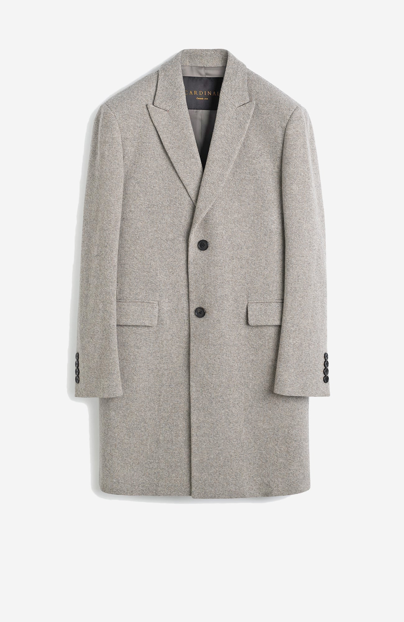 Sutton Stone Herringbone Wool & Cashmere Topcoat - MENS - Cardinal of Canada - US - Sutton Stone Herringbone Wool & Cashmere Topcoat