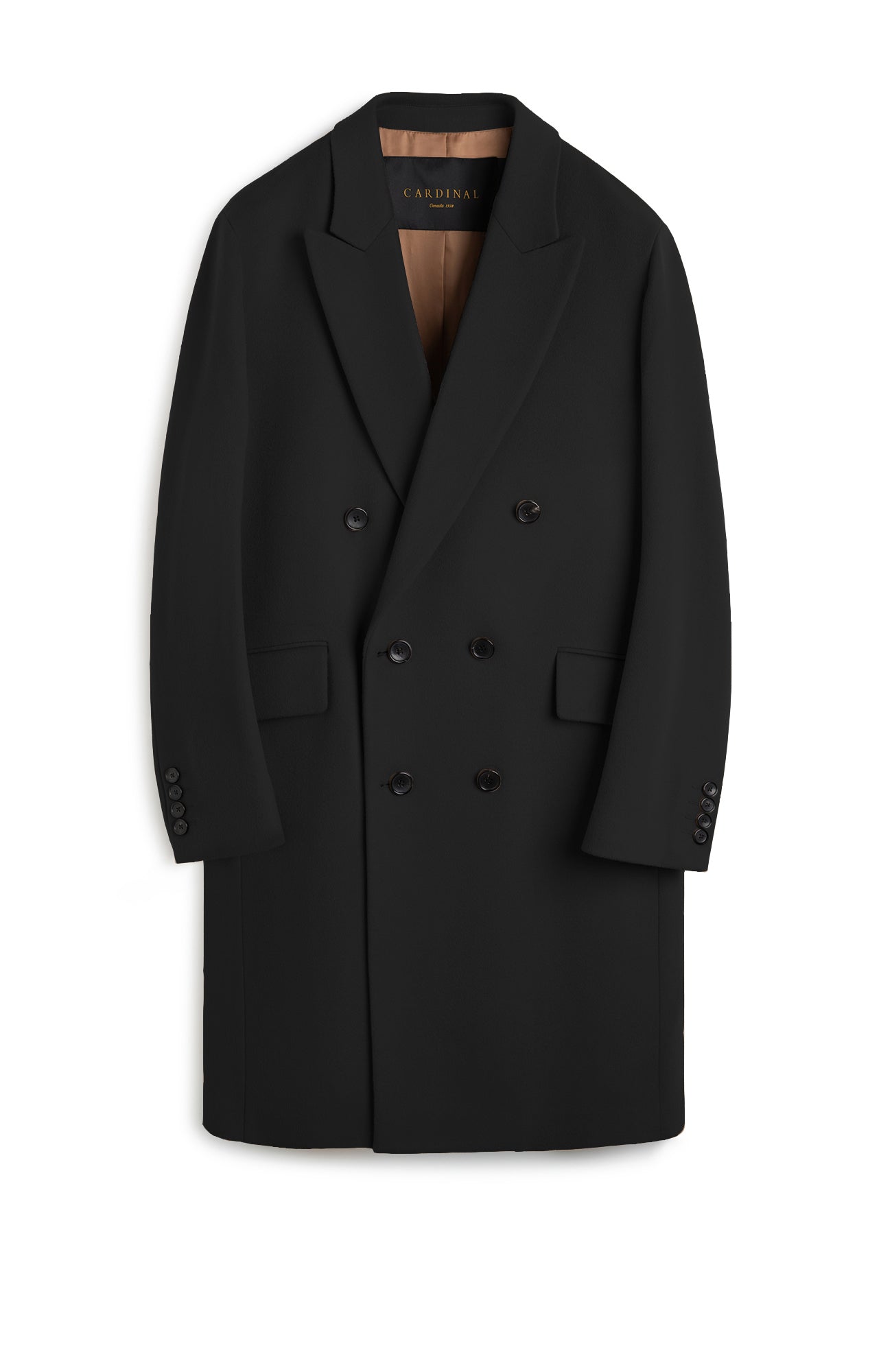 THOMAS BLACK CASHMERE DOUBLE BREAST OVERCOAT - MENS - Cardinal of Canada - US - THOMAS BLACK CASHMERE DOUBLE BREAST OVERCOAT