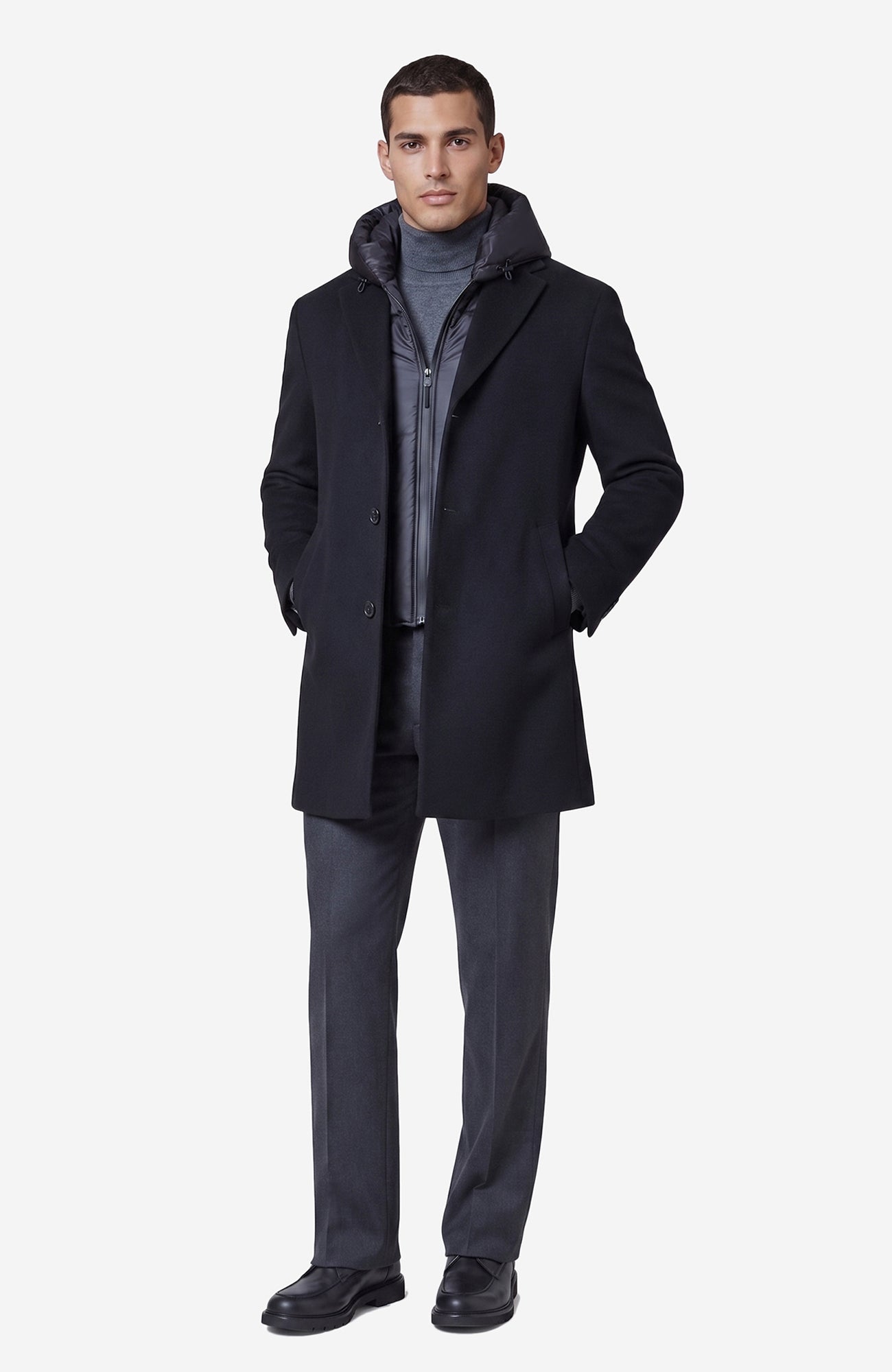 Trenton Black Wool & Cashmere Topcoat - Cardinal of Canada - US - Trenton Black Wool & Cashmere Topcoat