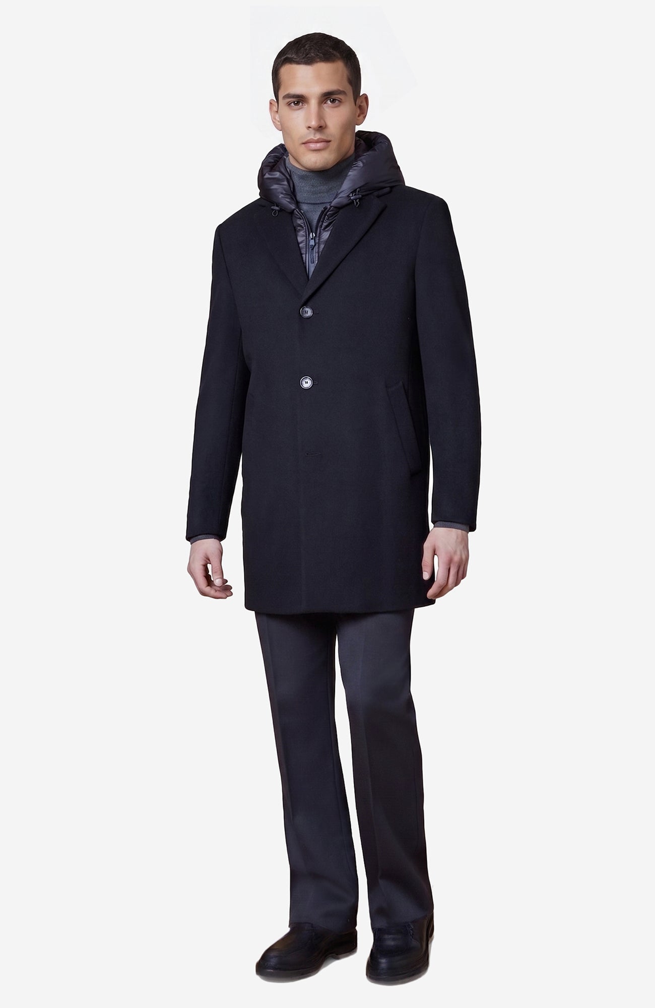 Trenton Black Wool & Cashmere Topcoat - Cardinal of Canada - US - Trenton Black Wool & Cashmere Topcoat