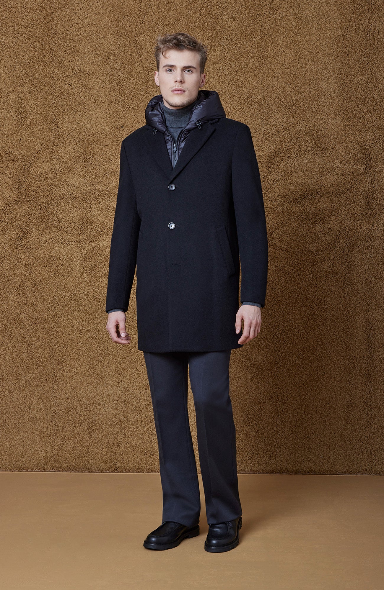 TRENTON BLACK WOOL & CASHMERE TOPCOAT - Cardinal of Canada - US - TRENTON BLACK WOOL & CASHMERE TOPCOAT