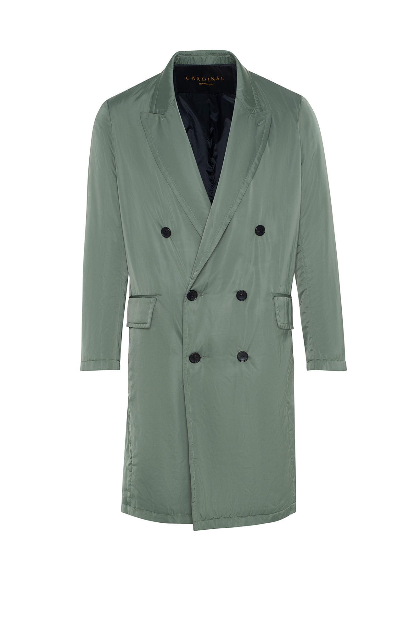 LIMITED EDITION: HUGH DOUBLE BREAST SAGE TOPCOAT - MENS - Cardinal of Canada-US-UGH SAGE DOUBLE BREAST TOPCOAT 41.5 INCH LENGTH