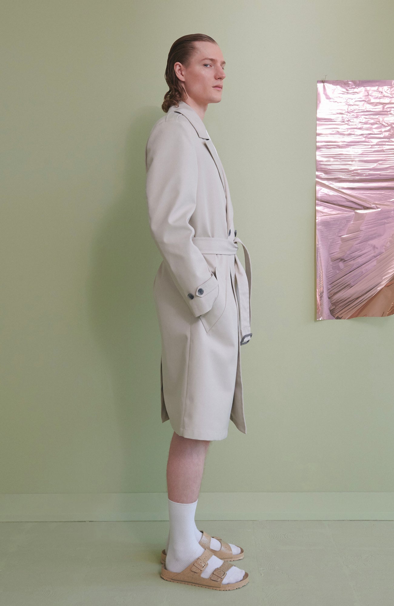 LIMITED EDITION: LUCAS LIGHT BEIGE TRENCH COAT - MENS - Cardinal of Canada-US-LIMITED EDITION: LUCAS LIGHT BEIGE DOUBLE BREAST TRENCH COAT 44.5 INCH LENGTH